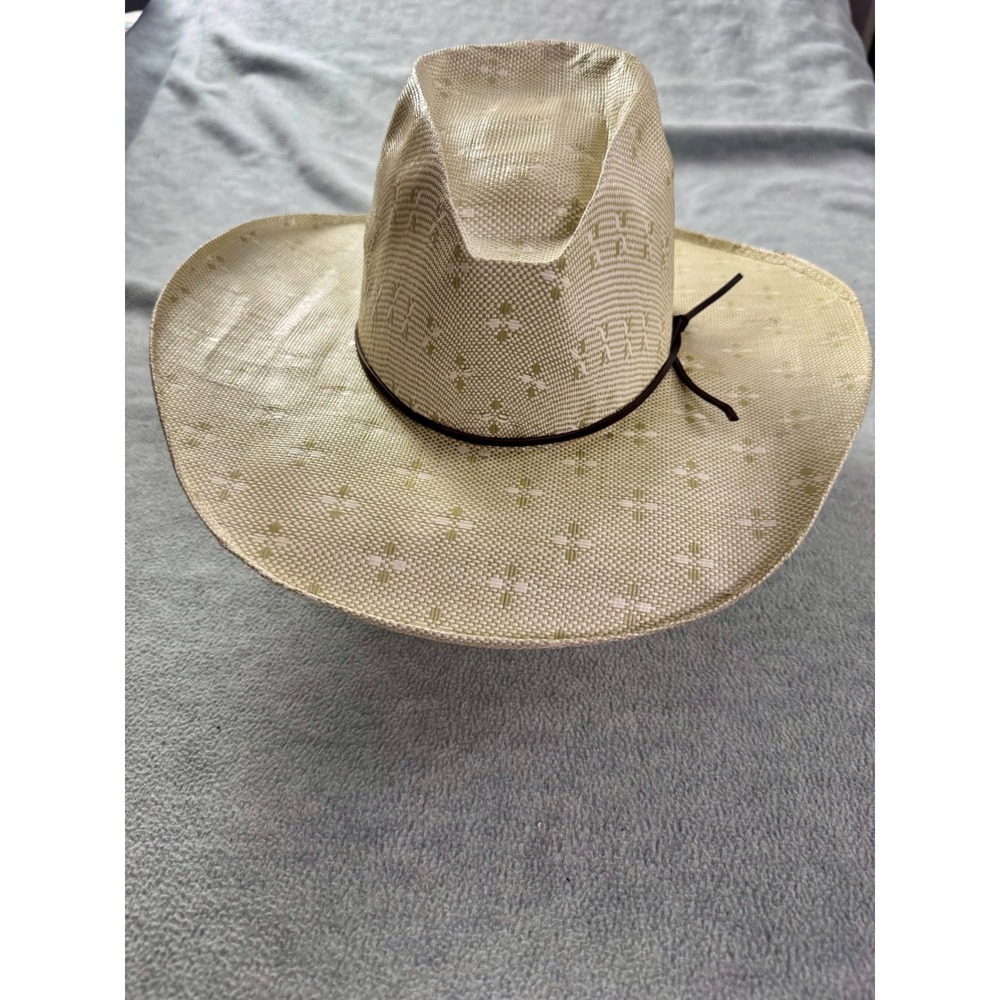 Resistol‎ Hooey Straw Cowboy Hat Tan Woven Cross Pattern Western Cattleman Crown